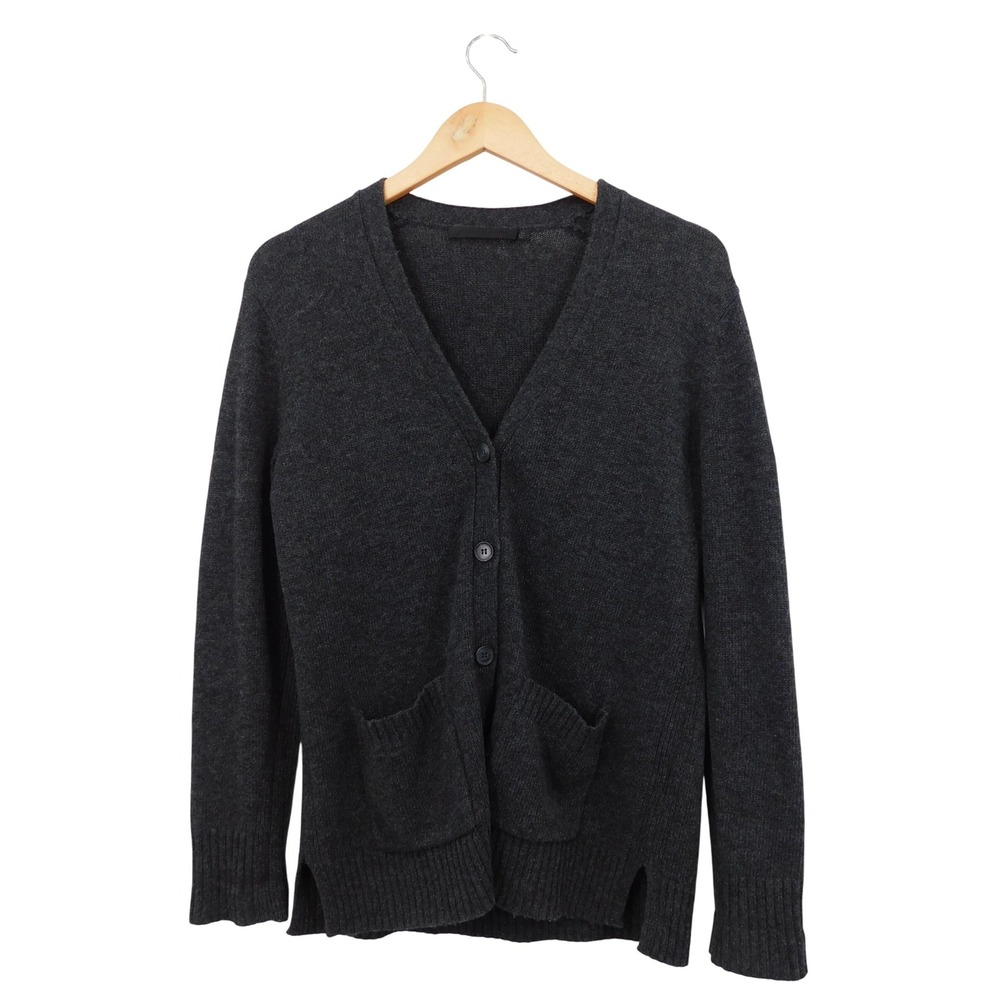 Jenni Kayne Charcoal Gray Cardigan Wool Blend Sweater V Neck‎ Pockets Size XS